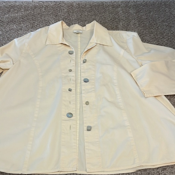 J JILL Yellow Unlined Jacket Long Sleeve Classic Collared Button Down Shirt szL - Picture 8 of 10